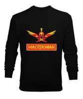 Kuzey Makedonya,Makedonya,Makedonya Bayrağı,Makedonya logosu,Macedonia flag. Siyah Erkek Sweatshirt - Tisho