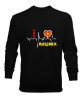 Kuzey Makedonya,Makedonya,Makedonya Bayrağı,Makedonya logosu,Macedonia flag. Siyah Erkek Sweatshirt - Tisho