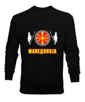 Kuzey Makedonya,Makedonya,Makedonya Bayrağı,Makedonya logosu,Macedonia flag. Siyah Erkek Sweatshirt - Tisho