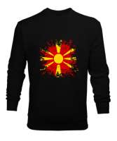 Kuzey Makedonya,Makedonya,Makedonya Bayrağı,Makedonya logosu,Macedonia flag. Siyah Erkek Sweatshirt - Tisho
