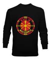 Kuzey Makedonya,Makedonya,Makedonya Bayrağı,Makedonya logosu,Macedonia flag. Siyah Erkek Sweatshirt - Tisho