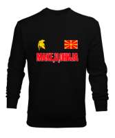 Kuzey Makedonya,Makedonya,Makedonya Bayrağı,Makedonya logosu,Macedonia flag. Siyah Erkek Sweatshirt - Tisho