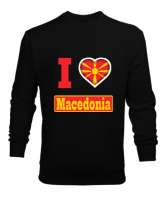 Kuzey Makedonya,Makedonya,Makedonya Bayrağı,Makedonya logosu,Macedonia flag. Siyah Erkek Sweatshirt - Tisho