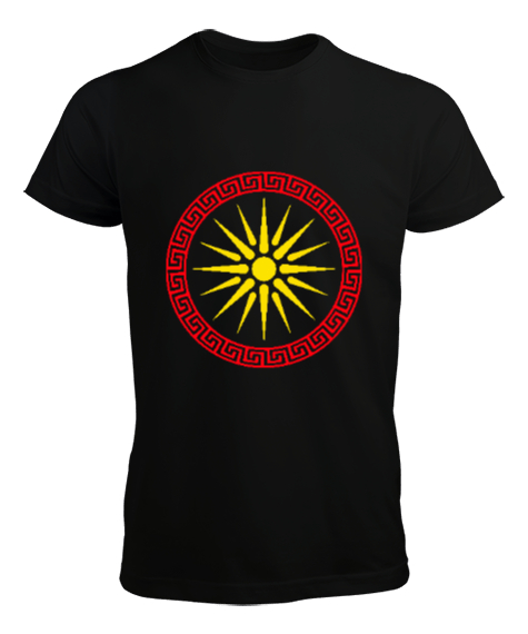 Kuzey Makedonya,Makedonya,Makedonya Bayrağı,Makedonya logosu,Macedonia flag. Siyah Erkek Tişört - Tisho