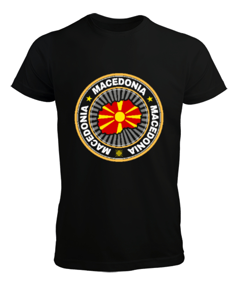 Kuzey Makedonya,Makedonya,Makedonya Bayrağı,Makedonya logosu,Macedonia flag. Siyah Erkek Tişört - Tisho