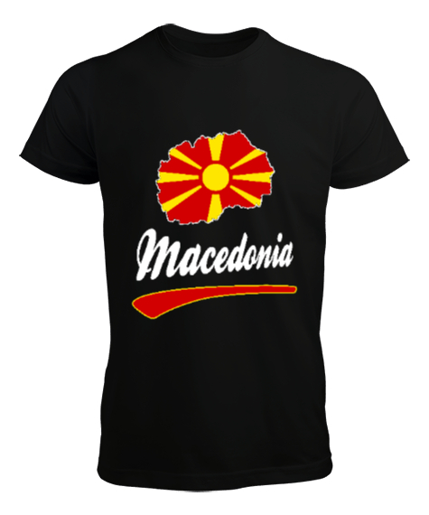 Kuzey Makedonya,Makedonya,Makedonya Bayrağı,Makedonya logosu,Macedonia flag. Siyah Erkek Tişört - Tisho