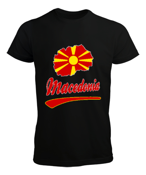 Kuzey Makedonya,Makedonya,Makedonya Bayrağı,Makedonya logosu,Macedonia flag. Siyah Erkek Tişört - Tisho