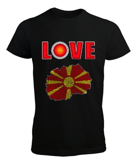 Kuzey Makedonya,Makedonya,Makedonya Bayrağı,Makedonya logosu,Macedonia flag. Siyah Erkek Tişört - Tisho