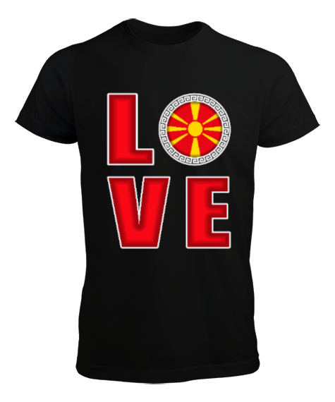 Kuzey Makedonya,Makedonya,Makedonya Bayrağı,Makedonya logosu,Macedonia flag. Siyah Erkek Tişört - Tisho