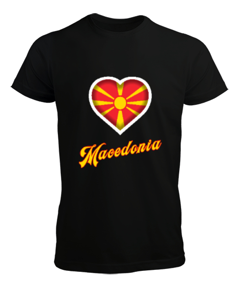 Kuzey Makedonya,Makedonya,Makedonya Bayrağı,Makedonya logosu,Macedonia flag. Siyah Erkek Tişört - Tisho
