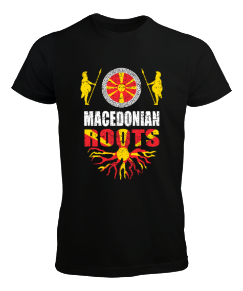 Kuzey Makedonya,Makedonya,Makedonya Bayrağı,Makedonya logosu,Macedonia flag. Siyah Erkek Tişört - Tisho