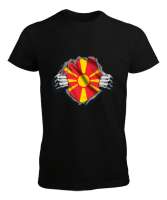 Kuzey Makedonya,Makedonya,Makedonya Bayrağı,Makedonya logosu,Macedonia flag. Siyah Erkek Tişört - Tisho