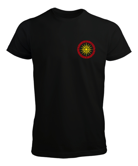 Kuzey Makedonya,Makedonya,Makedonya Bayrağı,Makedonya logosu,Macedonia flag. Siyah Erkek Tişört - Tisho