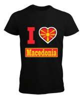 Kuzey Makedonya,Makedonya,Makedonya Bayrağı,Makedonya logosu,Macedonia flag. Siyah Erkek Tişört - Tisho