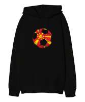Kuzey Makedonya,Makedonya,Makedonya Bayrağı,Makedonya logosu,Macedonia flag. Siyah Oversize Unisex Kapüşonlu Sweatshirt - Tisho