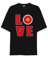 Kuzey Makedonya,Makedonya,Makedonya Bayrağı,Makedonya logosu,Macedonia flag. Siyah Oversize Unisex Tişört - Tisho