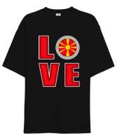 Kuzey Makedonya,Makedonya,Makedonya Bayrağı,Makedonya logosu,Macedonia flag. Siyah Oversize Unisex Tişört - Tisho