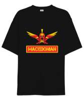 Kuzey Makedonya,Makedonya,Makedonya Bayrağı,Makedonya logosu,Macedonia flag. Siyah Oversize Unisex Tişört - Tisho