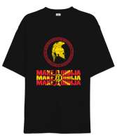Kuzey Makedonya,Makedonya,Makedonya Bayrağı,Makedonya logosu,Macedonia flag. Siyah Oversize Unisex Tişört - Tisho