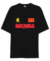 Kuzey Makedonya,Makedonya,Makedonya Bayrağı,Makedonya logosu,Macedonia flag. Siyah Oversize Unisex Tişört - Tisho