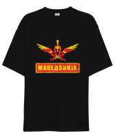 Kuzey Makedonya,Makedonya,Makedonya Bayrağı,Makedonya logosu,Macedonia flag. Siyah Oversize Unisex Tişört - Tisho