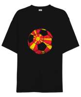 Kuzey Makedonya,Makedonya,Makedonya Bayrağı,Makedonya logosu,Macedonia flag. Siyah Oversize Unisex Tişört - Tisho