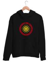Kuzey Makedonya,Makedonya,Makedonya Bayrağı,Makedonya logosu,Macedonia flag. Siyah Unisex Kapşonlu Sweatshirt - Tisho