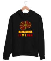 Kuzey Makedonya,Makedonya,Makedonya Bayrağı,Makedonya logosu,Macedonia flag. Siyah Unisex Kapşonlu Sweatshirt - Tisho