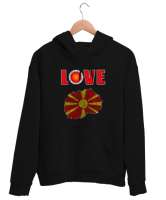 Kuzey Makedonya,Makedonya,Makedonya Bayrağı,Makedonya logosu,Macedonia flag. Siyah Unisex Kapşonlu Sweatshirt - Tisho
