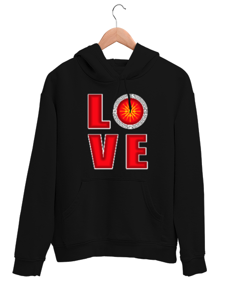 Kuzey Makedonya,Makedonya,Makedonya Bayrağı,Makedonya logosu,Macedonia flag. Siyah Unisex Kapşonlu Sweatshirt - Tisho