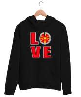 Kuzey Makedonya,Makedonya,Makedonya Bayrağı,Makedonya logosu,Macedonia flag. Siyah Unisex Kapşonlu Sweatshirt - Tisho