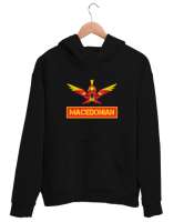 Kuzey Makedonya,Makedonya,Makedonya Bayrağı,Makedonya logosu,Macedonia flag. Siyah Unisex Kapşonlu Sweatshirt - Tisho