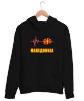 Kuzey Makedonya,Makedonya,Makedonya Bayrağı,Makedonya logosu,Macedonia flag. Siyah Unisex Kapşonlu Sweatshirt - Tisho