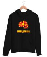 Kuzey Makedonya,Makedonya,Makedonya Bayrağı,Makedonya logosu,Macedonia flag. Siyah Unisex Kapşonlu Sweatshirt - Tisho