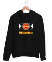 Kuzey Makedonya,Makedonya,Makedonya Bayrağı,Makedonya logosu,Macedonia flag. Siyah Unisex Kapşonlu Sweatshirt - Tisho