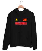 Kuzey Makedonya,Makedonya,Makedonya Bayrağı,Makedonya logosu,Macedonia flag. Siyah Unisex Kapşonlu Sweatshirt - Tisho