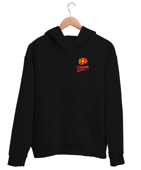 Kuzey Makedonya,Makedonya,Makedonya Bayrağı,Makedonya logosu,Macedonia flag. Siyah Unisex Kapşonlu Sweatshirt - Tisho