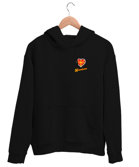 Kuzey Makedonya,Makedonya,Makedonya Bayrağı,Makedonya logosu,Macedonia flag. Siyah Unisex Kapşonlu Sweatshirt - Tisho