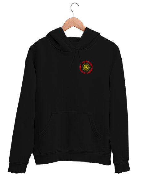 Kuzey Makedonya,Makedonya,Makedonya Bayrağı,Makedonya logosu,Macedonia flag. Siyah Unisex Kapşonlu Sweatshirt - Tisho
