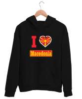 Kuzey Makedonya,Makedonya,Makedonya Bayrağı,Makedonya logosu,Macedonia flag. Siyah Unisex Kapşonlu Sweatshirt - Tisho