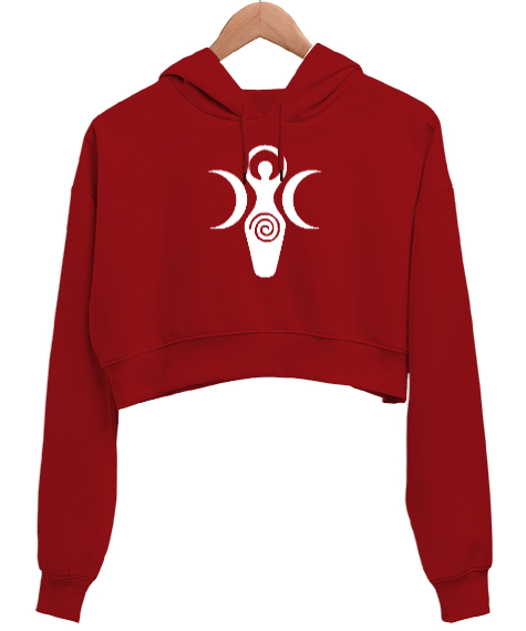 Tisho - Kybele - Kibele Tanrıça Kırmızı Kadın Crop Hoodie Kapüşonlu Sweatshirt