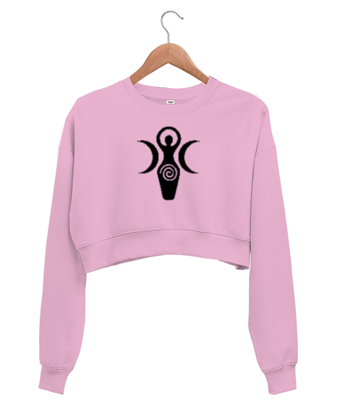 Tisho - Kybele - Kibele Tanrıça Pembe Kadın Crop Sweatshirt