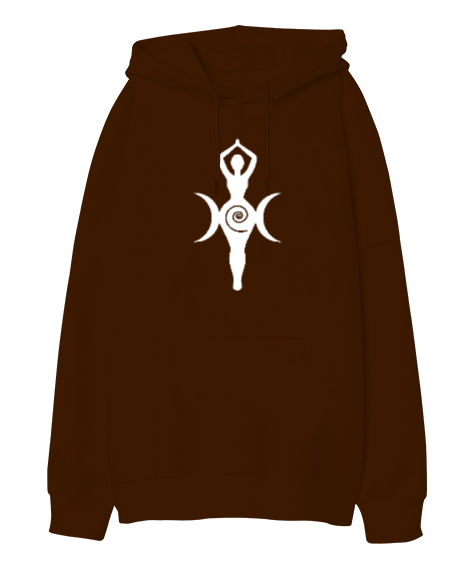 Tisho - Kybele - Kibele Tanrıça V3 Kahverengi Oversize Unisex Kapüşonlu Sweatshirt