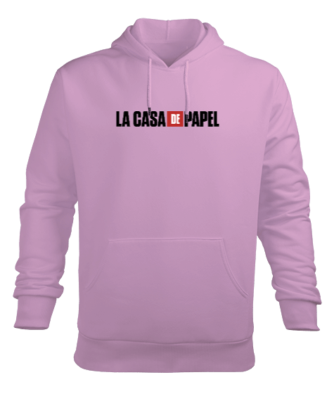 Tisho - La Casa de Papel baskılı pembe Erkek Kapüşonlu Hoodie Sweatshirt