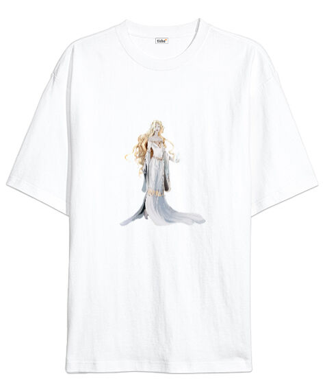 Tisho - Lady Galadriel Beyaz Oversize Unisex Tişört