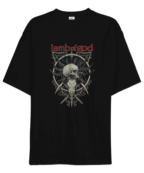 Tisho - Lamb of God Baskılı Siyah Oversize Unisex Tişört