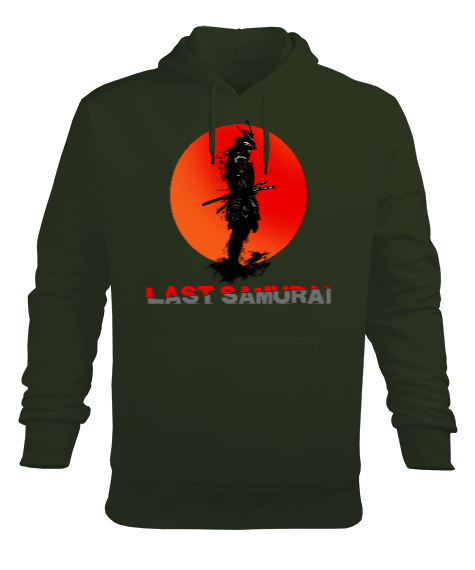 Tisho - Last Samurai Haki Yeşili Erkek Kapüşonlu Hoodie Sweatshirt