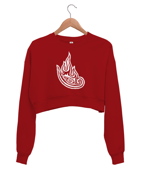 Tisho - Lateralus Eye Kırmızı Kadın Crop Sweatshirt