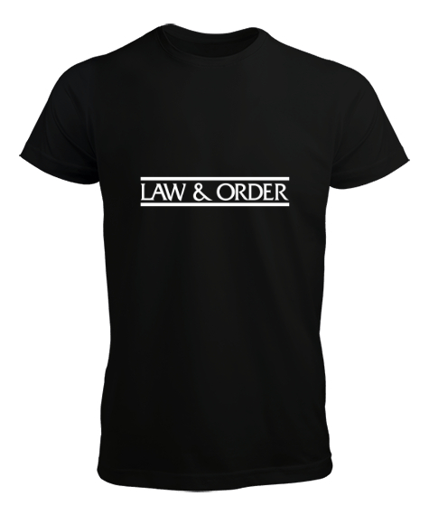 Tisho - Law Order Baskılı Siyah Erkek Tişört