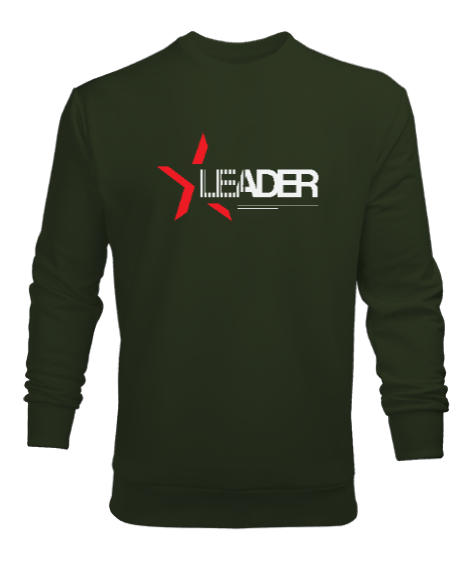 Tisho - Leader - Lider - Önder Haki Yeşili Erkek Sweatshirt